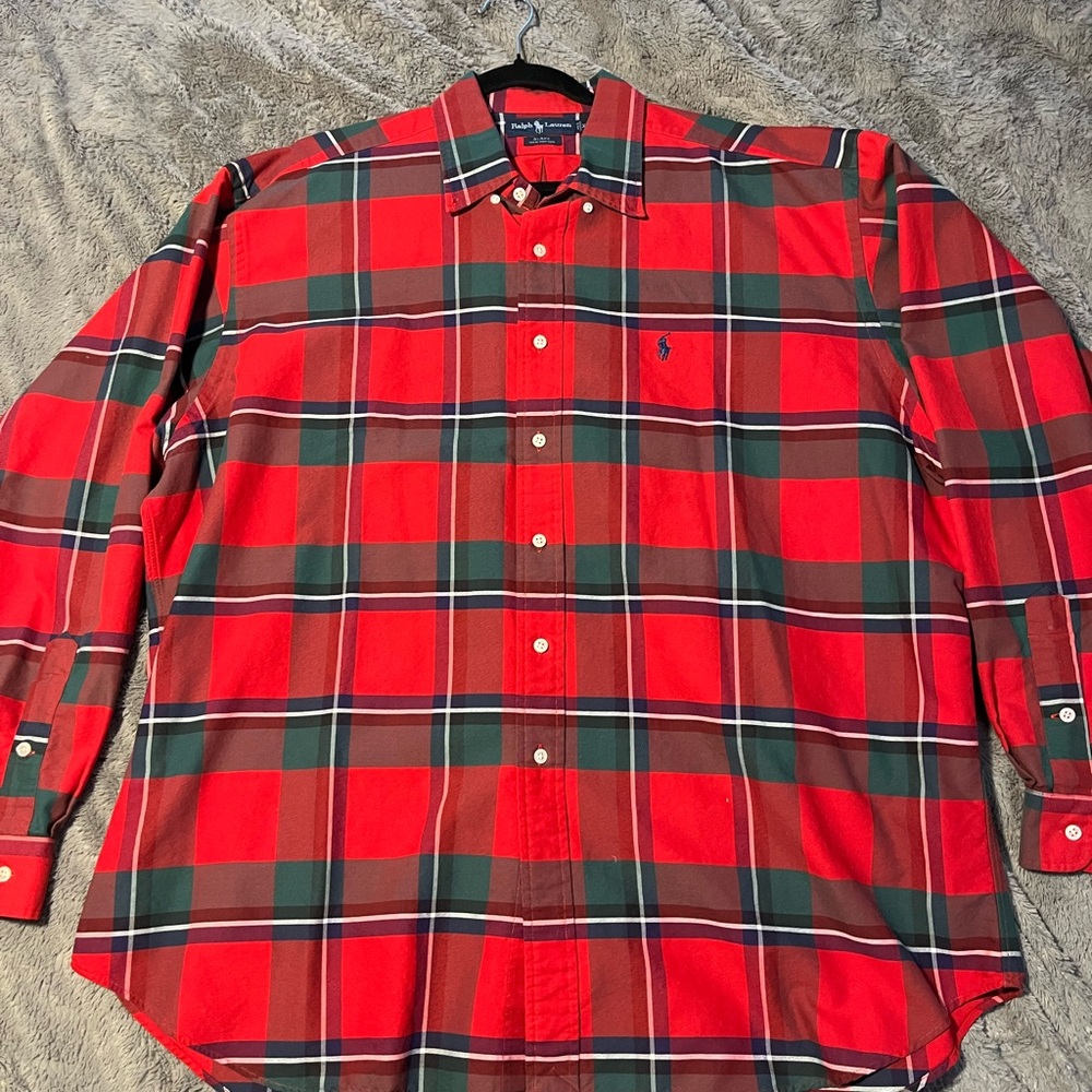 Ralph Lauren Men's Blake Plaid Long Sleeve Button Down Shirt Red Green Blue